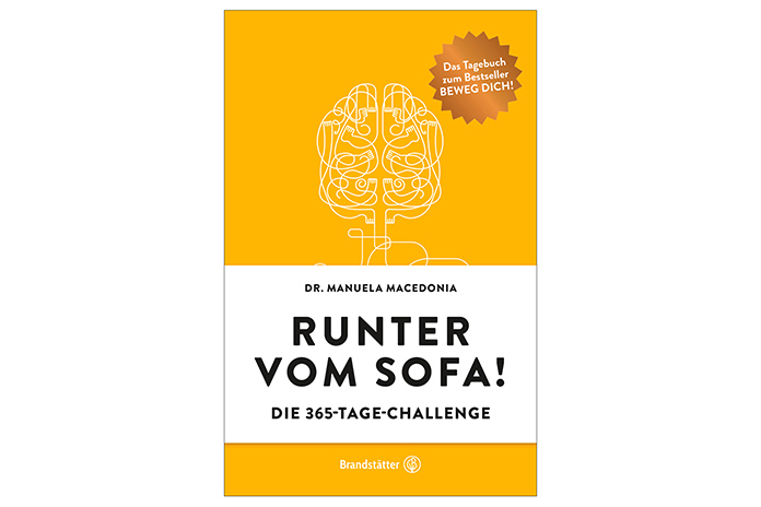 Ein Cover eines Buches in der Farbe Gelb. Die Aufschrift lautet Runter vom Sofa – die 365 Tage Challenge.